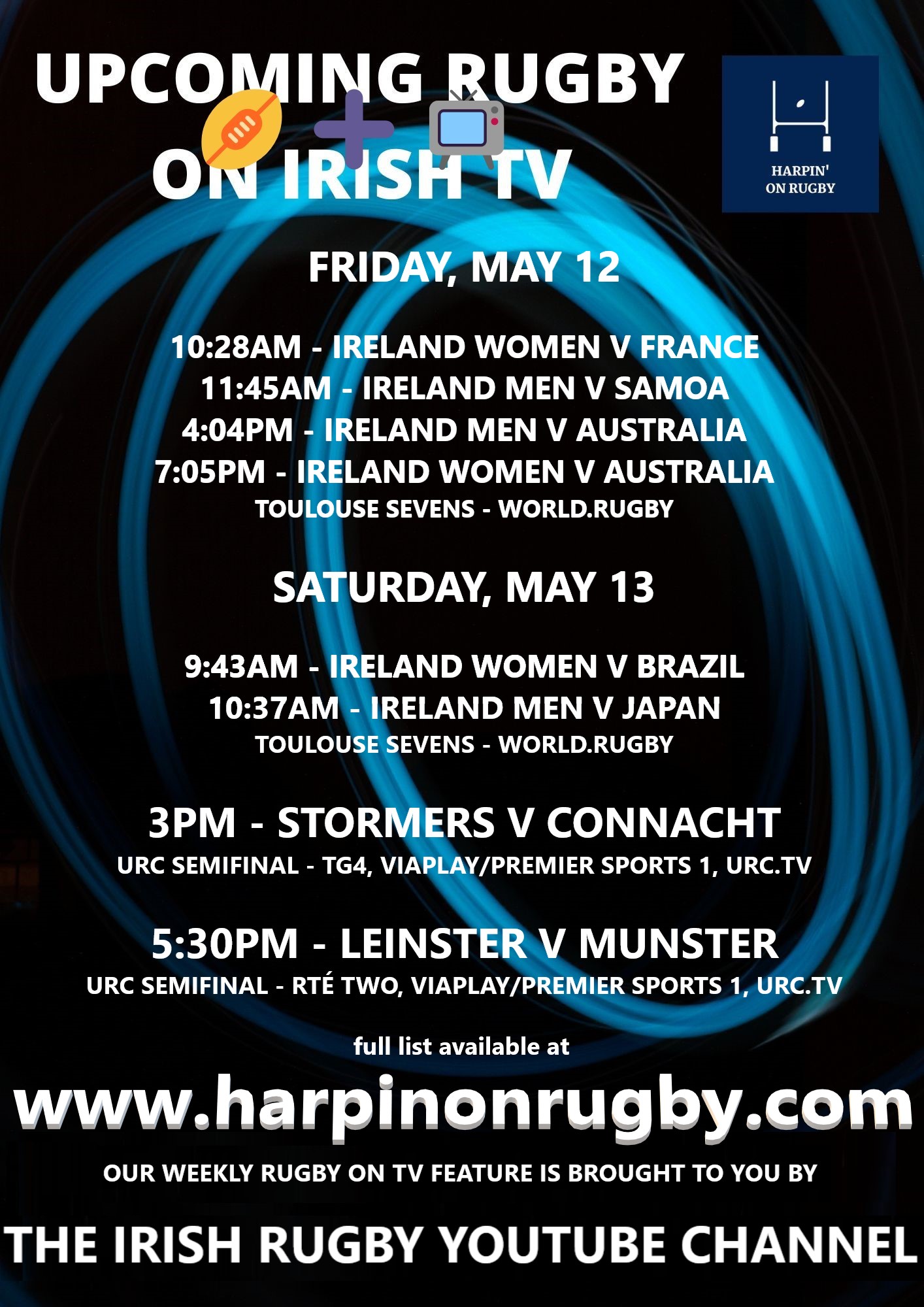 Rugby on TV May 11-15